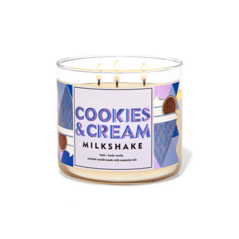 Bath & Body Works 3 Wick Candle Cookies & Cream Rare